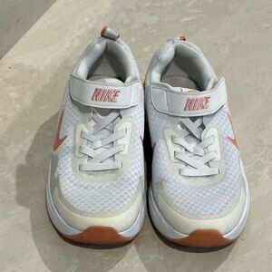Nike Kids White Sneakers with Orange Accents
